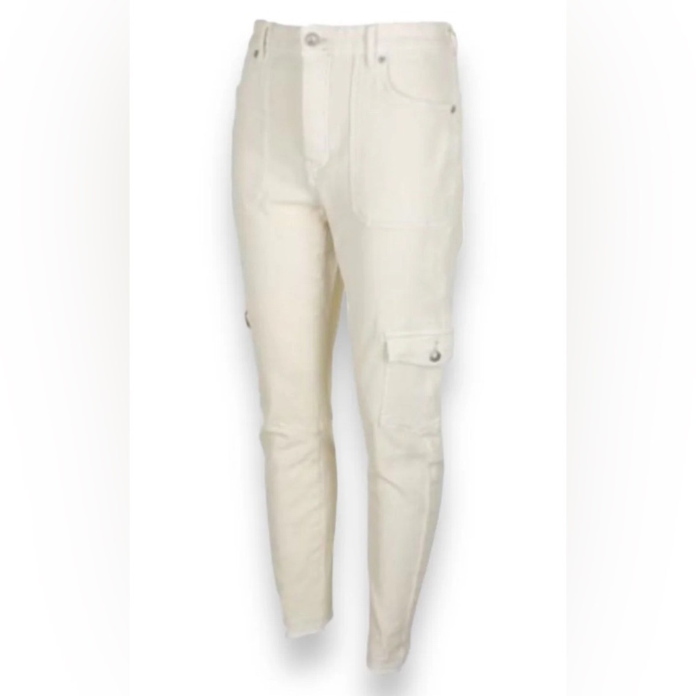 Free people skinny Jean cargo NWOT size 30 off-white cream row hem